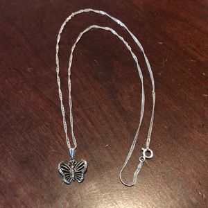 QVC Sterling Silver Butterfly Twist Chain Necklace